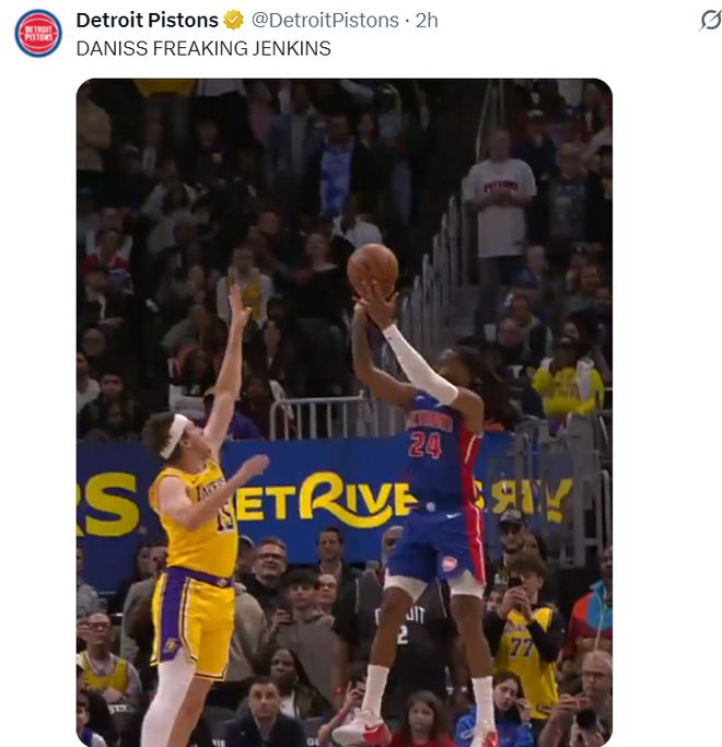 詹金斯决胜25秒轰6分率活塞险胜湖人